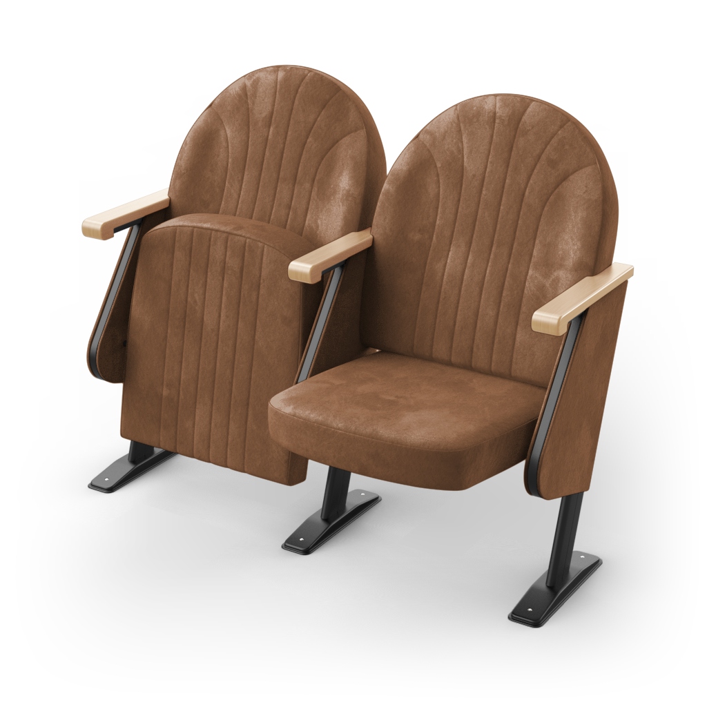 Крісло секційне ПРЕМ'ЄРА ОПЕРА з дерев'яним підлокітником та фальшпанелями, 2 секції